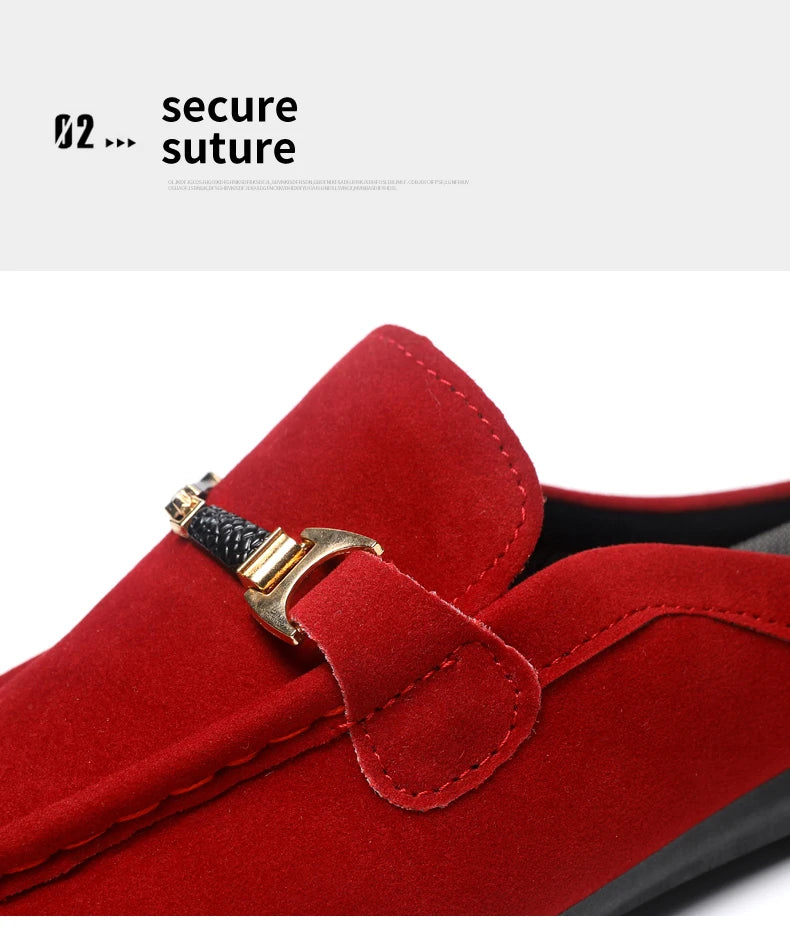 Fashion Red Men's Half Shoes Summer Lightweight Casual Shoes For Men Flat Slippers Comfortable Soft Slip-on Shoes Man Loafers