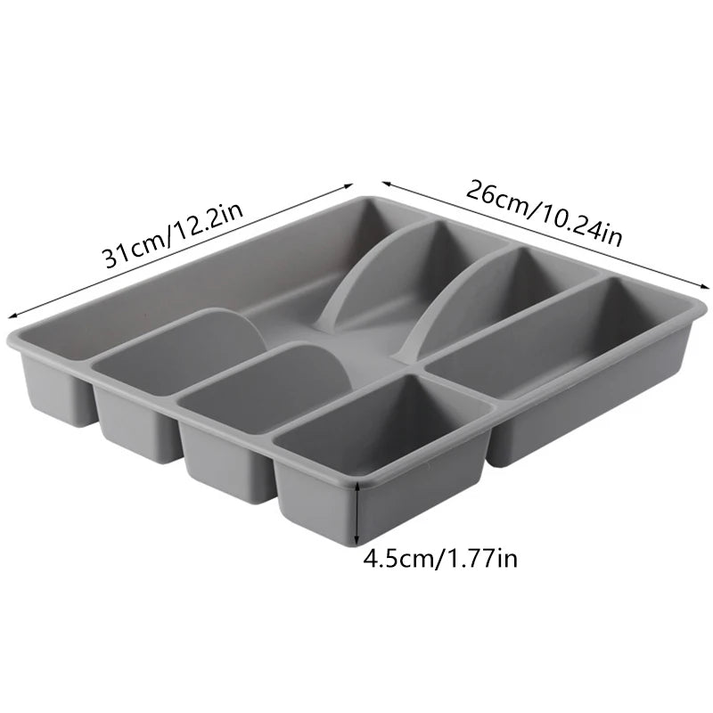 1Pc Kitchen Drawer Cutlery Organizer Silverware Holder Utensil Divider Box Plastic Flatware Storage Tray Home Restaurant Supply