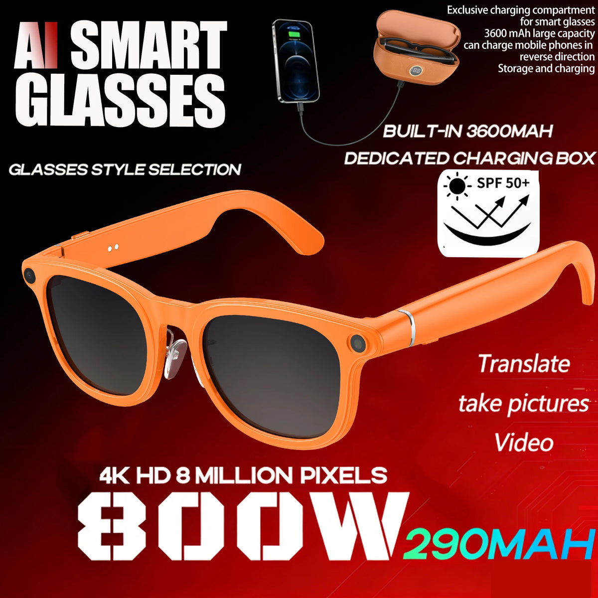 2026New AI Smart Glasses Minimalist Premium Bluetooth Calling Real-time Translation/4K Video Ultra-light TR90 Compatible Eyewear