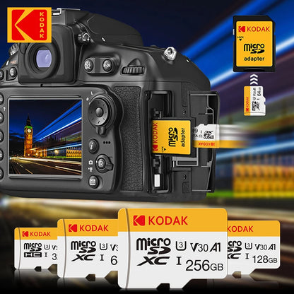 KODAK Micro SD Card 32GB 64GB 128GB Memori Memory Card C10 TF Micro SD SDXC U3 V30 4K For Phone Drone Camera