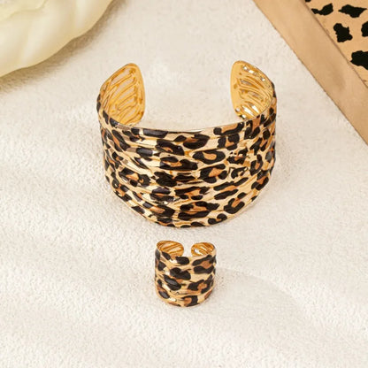 bracelet ring two-piece set for women Personality exaggerated leopard print geometric irregular female fashion jewelry BS027