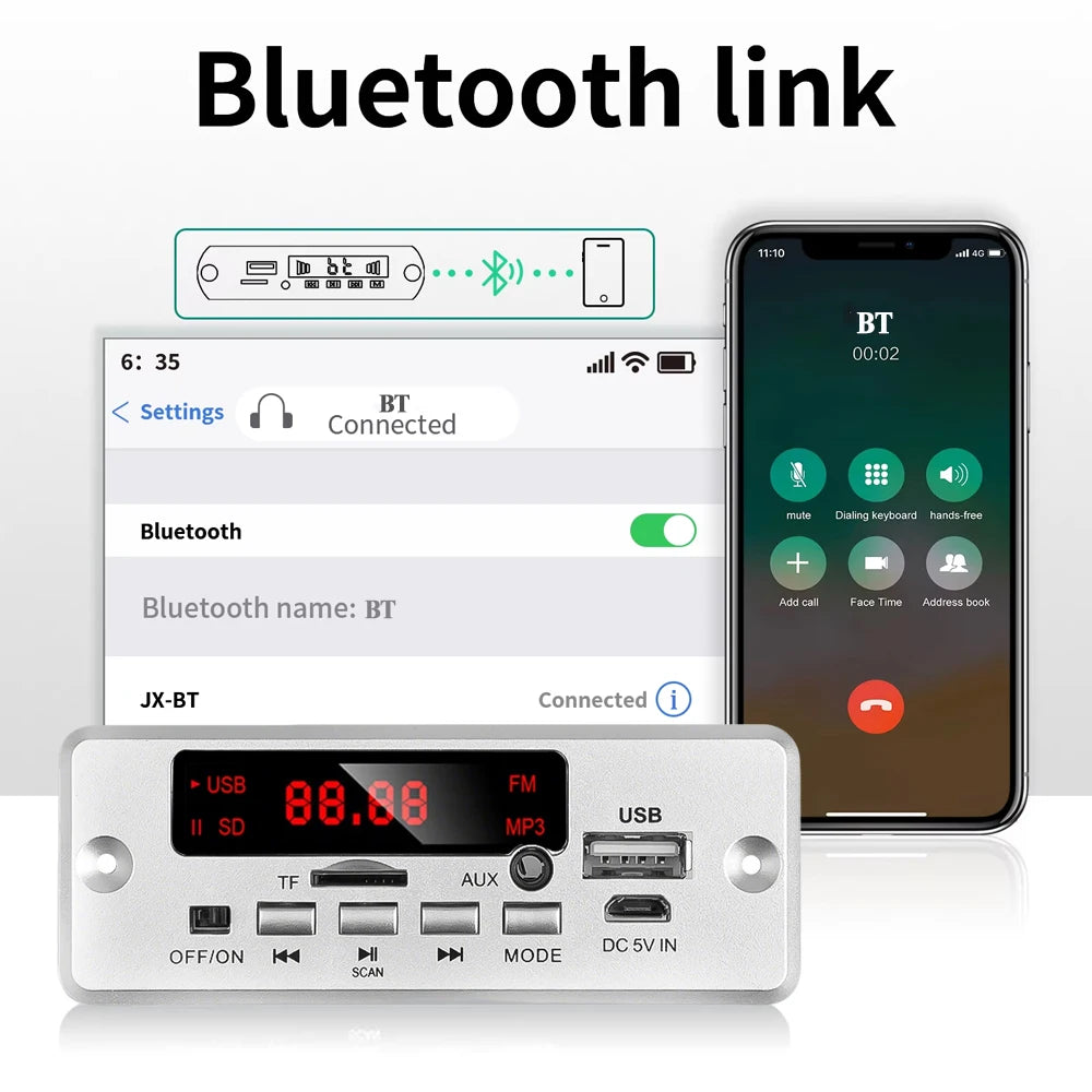 KEBIDU 50W Amplifier Bluetooth MP3 WMA Decoder Board Car MP3 Player Audio Module USB TF FM Radio Handsfree Call For Speaker