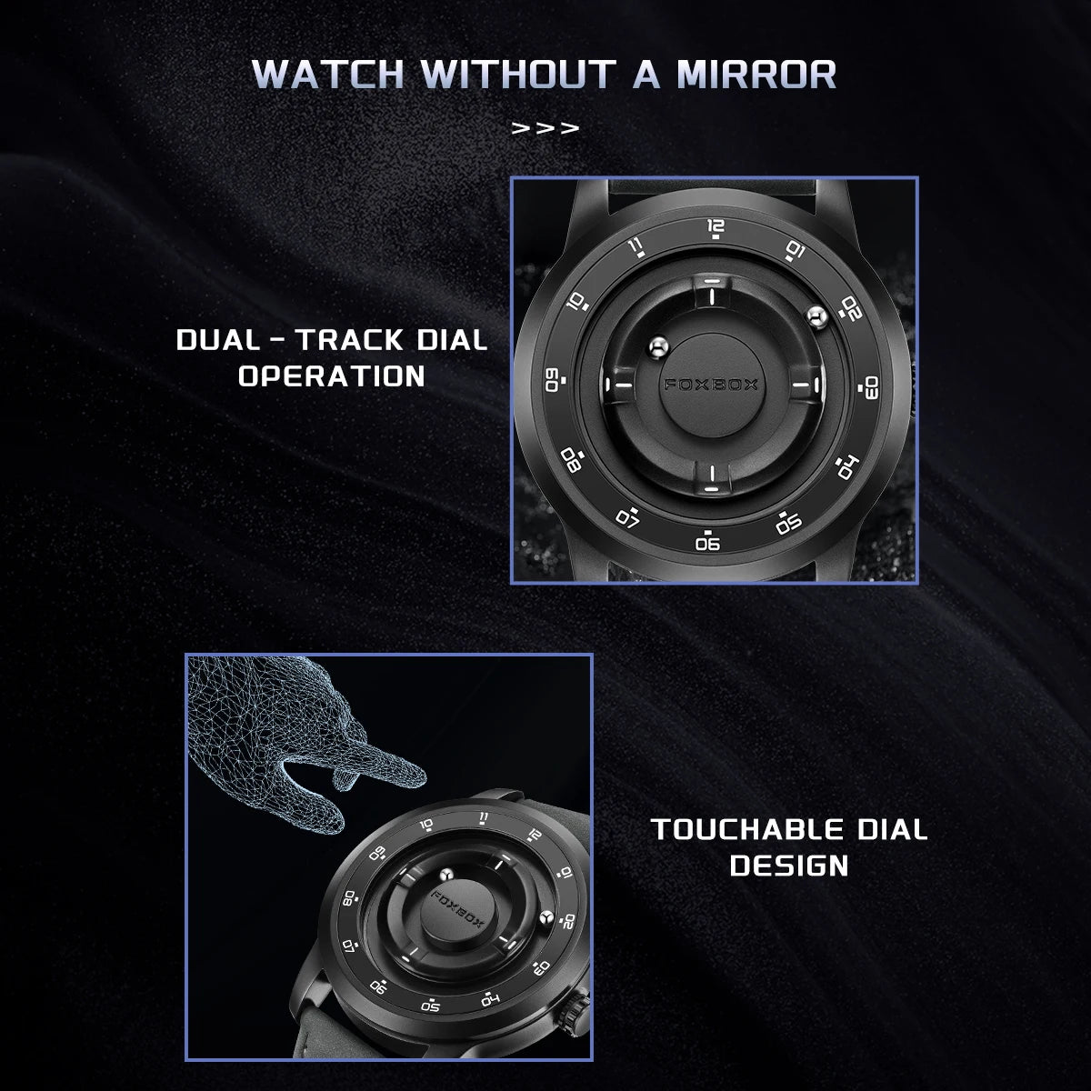 FOXBOX Watch Planet Design Fashion Floating Magnetic Pointer Free Ball Bearing Creative Simple Waterproof Quartz Watch for Men