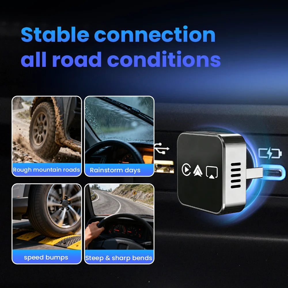 CarRocket 2026 4in1 New  Carplay Adapter Wireless Android Auto Mirror Link Smart MiNi AI Box USB Plug and Play Auto Connect WiFi