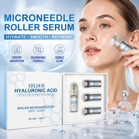 Niacinamide Microneedle Roller Serum Facial Serum Kit 0.25mm Hydrating Moisturizing Portable Beauty Tool Skin Care Gift Set 30ml