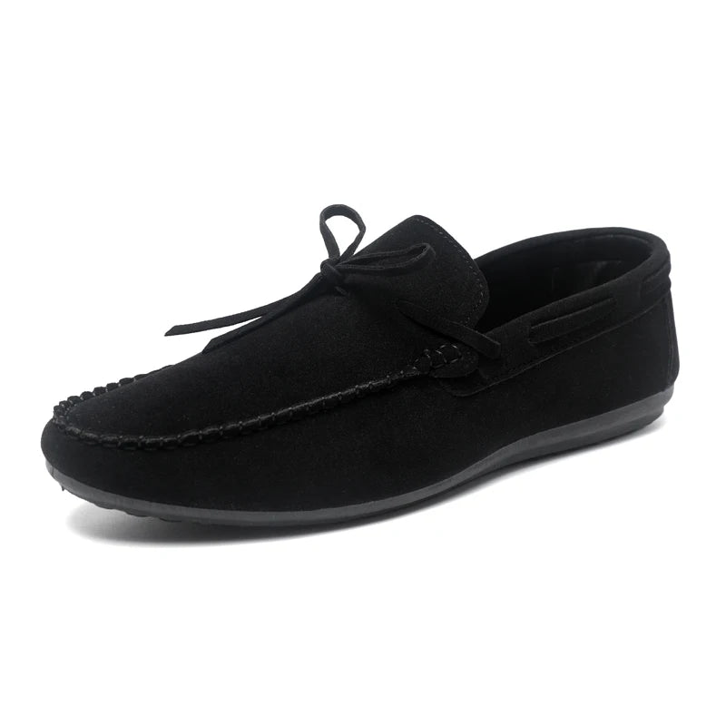 Summer Leather Loafers For Men Moccasins Comfy Faux Suede Casual Shoes Man Slip-on Shoes Breathable Non-slip Men's Driving Shoes