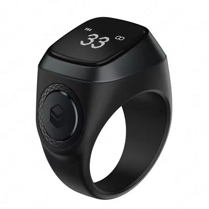 2026 Qibla Smart Zikr Ring Praise Tasbih Tally Electronic Digital Counter for Muslims 5Prayer Time Vibration Reminder Waterproof