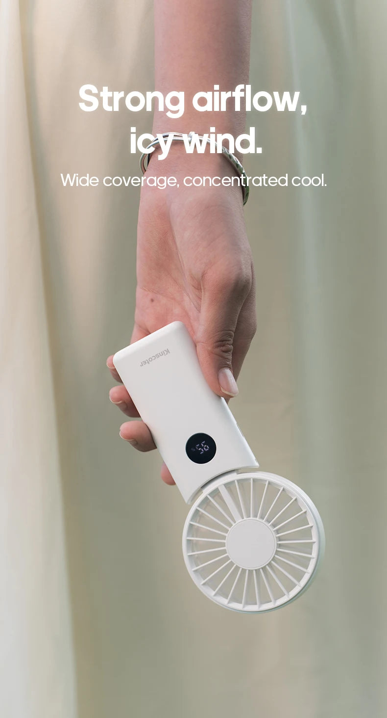 Portable Folding Handheld Fan 1800mAh Desktop Rechargeable Fan 4-speed Wind Angle Adjustable with LED Display for Outdoor Travel