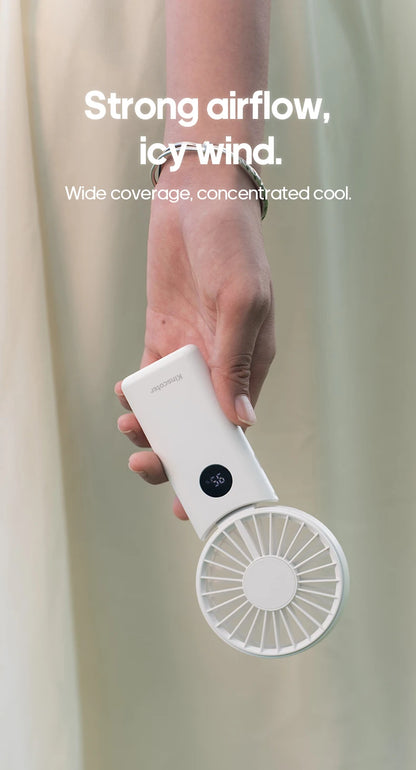 Portable Folding Handheld Fan 1800mAh Desktop Rechargeable Fan 4-speed Wind Angle Adjustable with LED Display for Outdoor Travel