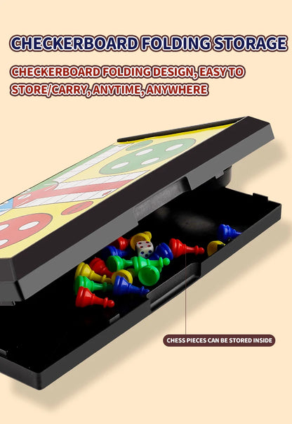 International Ludo Board Game for Kids: Portable Folding Chess Set, Educational Toy, Party Table Game for Elementary Students