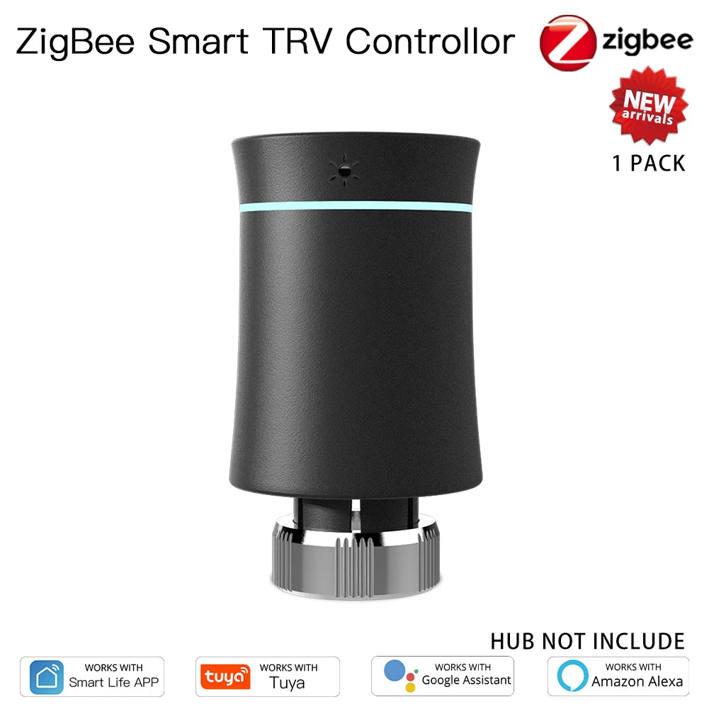 MOES TRV ZigBee 3.0 Tuya New Radiator Actuator Valve Smart Programmable Thermostat Temperature Heater Alexa Voice Control