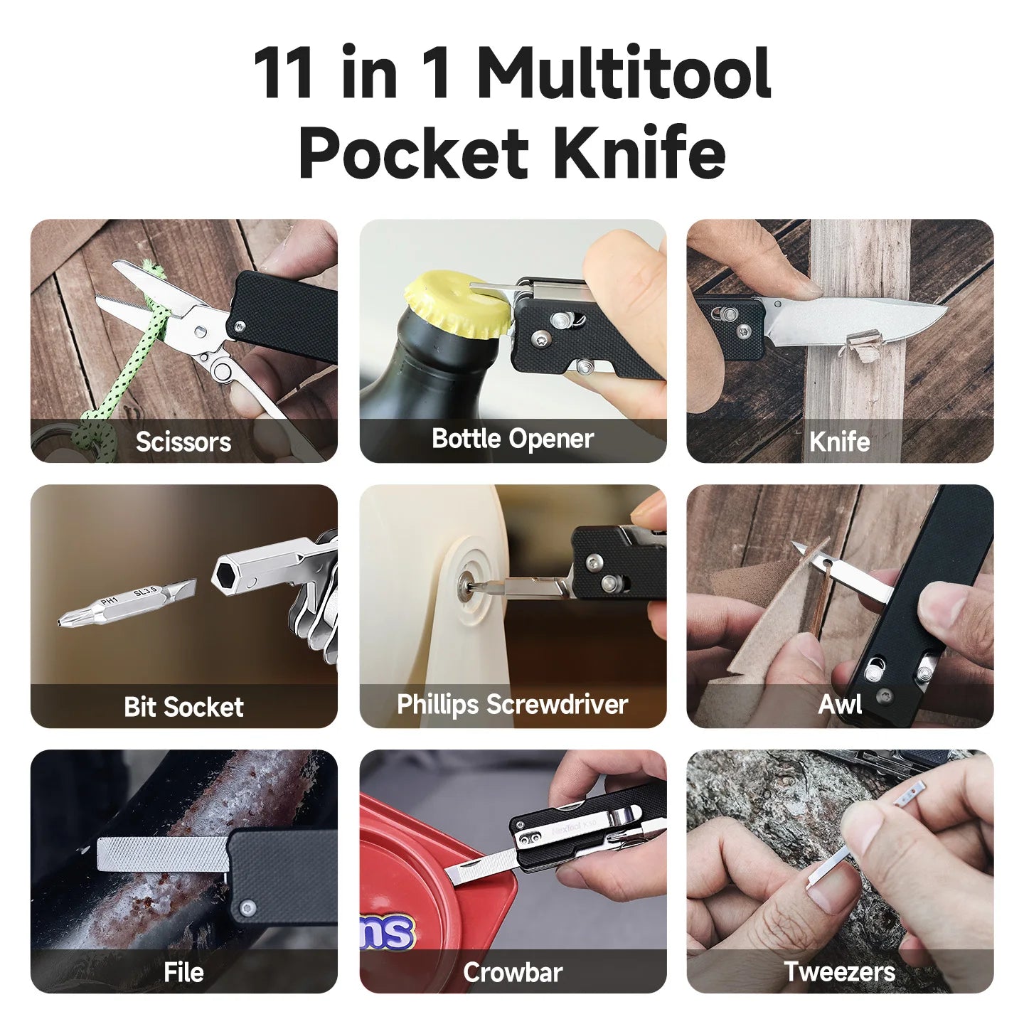 Nextool 11 In 1 Pocket Knife K30 Multi-tool Knight EDC Knife Outdoor Folding Knife Mini Portable Folding Scissor File Hand Tools