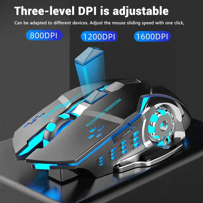 Rechargeable Wireless Bluetooth and 2.4G USB Gaming Mouse Silent Backlight E-Sports Mouse for Laptop Macbook PC Game Office