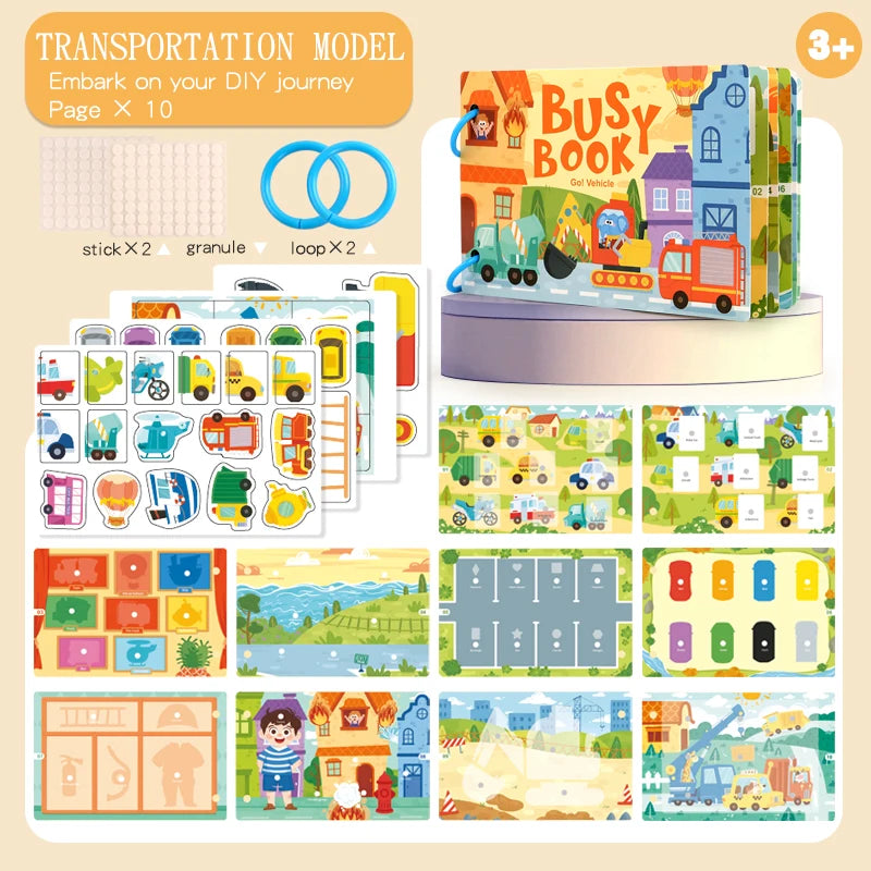 Busy Book for Kids Quiet Book Sticker Montessori Early Educational Toy Toddlers Matching Puzzles Game Baby Learning Toys Gifts