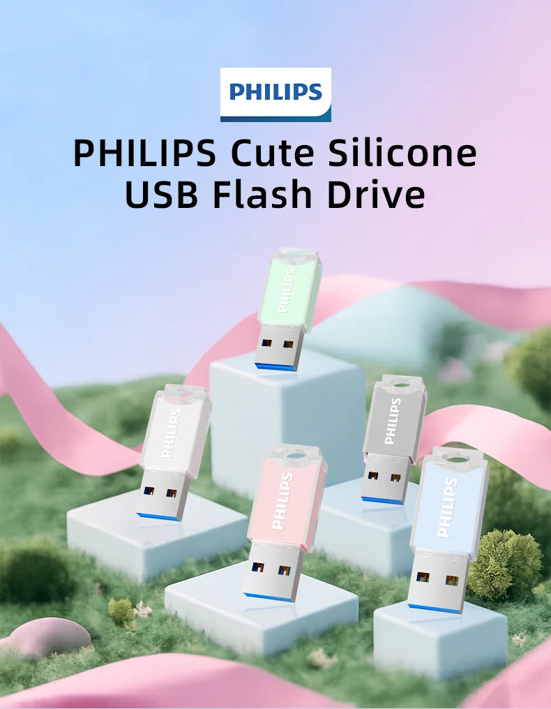 PHILIPS Cute 128GB USB Flash Drive Novelty Soft Silicone Memory Stick USB Thumb-Drive Cartoon for PC/Tablets/Mac/Laptop