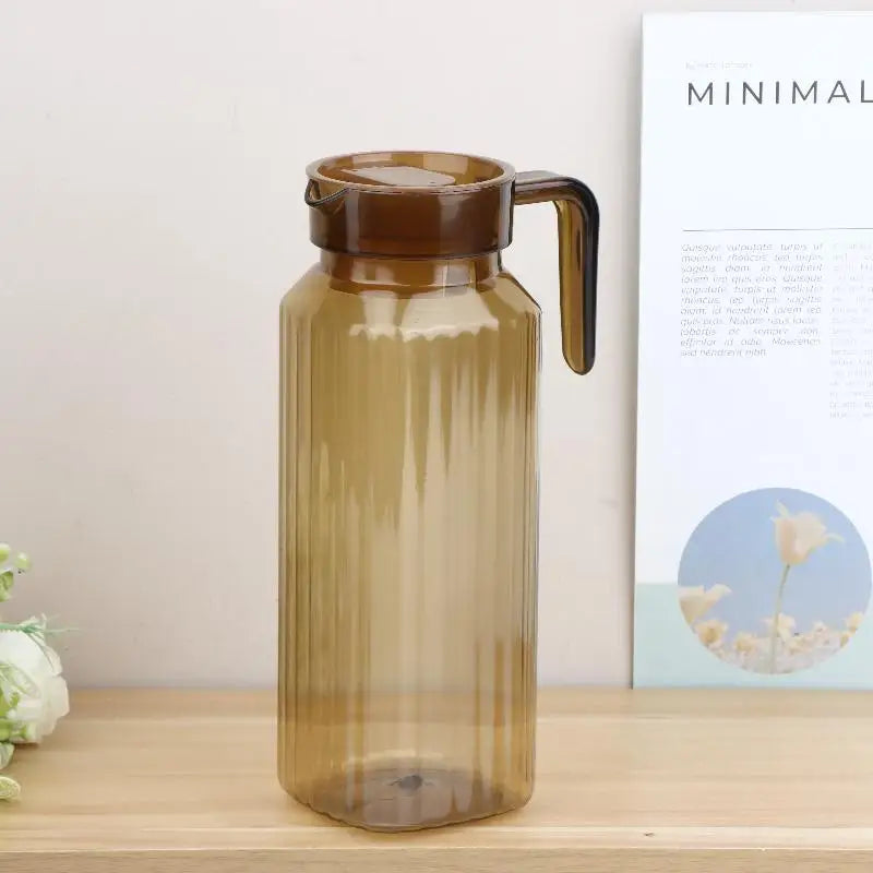 1.1L Large Capacity Ribbed Pitcher With Lid And Handle Transparent Water Jug Drink Storage Pot For Home And Office Use