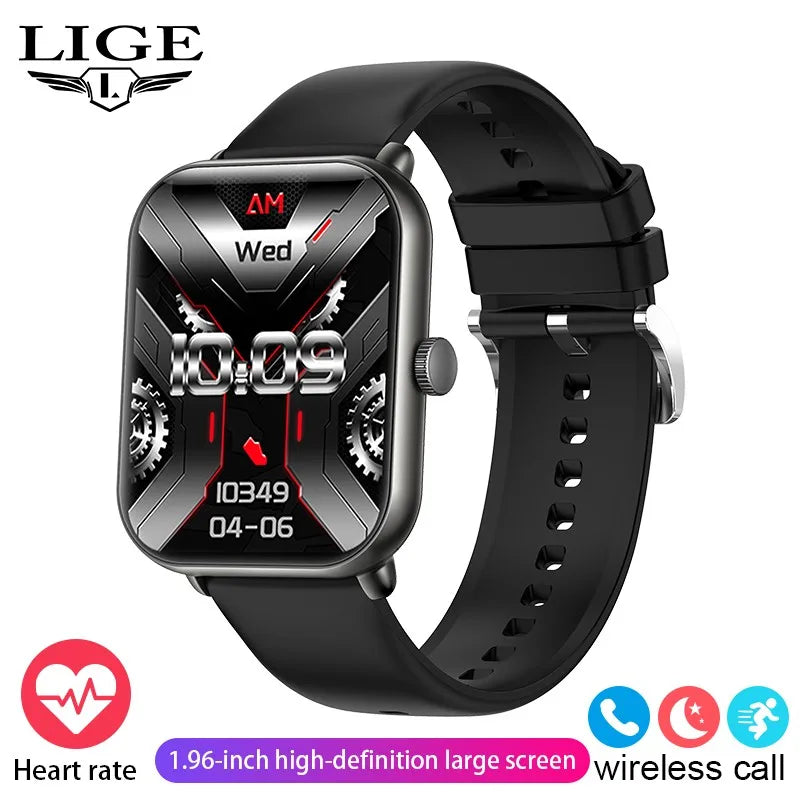 LIGE 2026 Zewnętrzny Smartwatch Męski 2.01" Ekran IP68 Wodoodporne Zegarki Wytrzymały Wojskowy Bluetooth Połączenia Smartwatch dla Androida i iOS