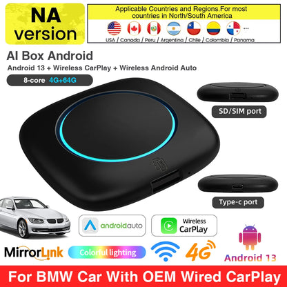 Wireless CarPlay for BMW ID6 ID7 ID8 ID9 OEM Wireless CarPlay Android Auto AI Box Intelligent System Android 13 4+64GB 8+256GB