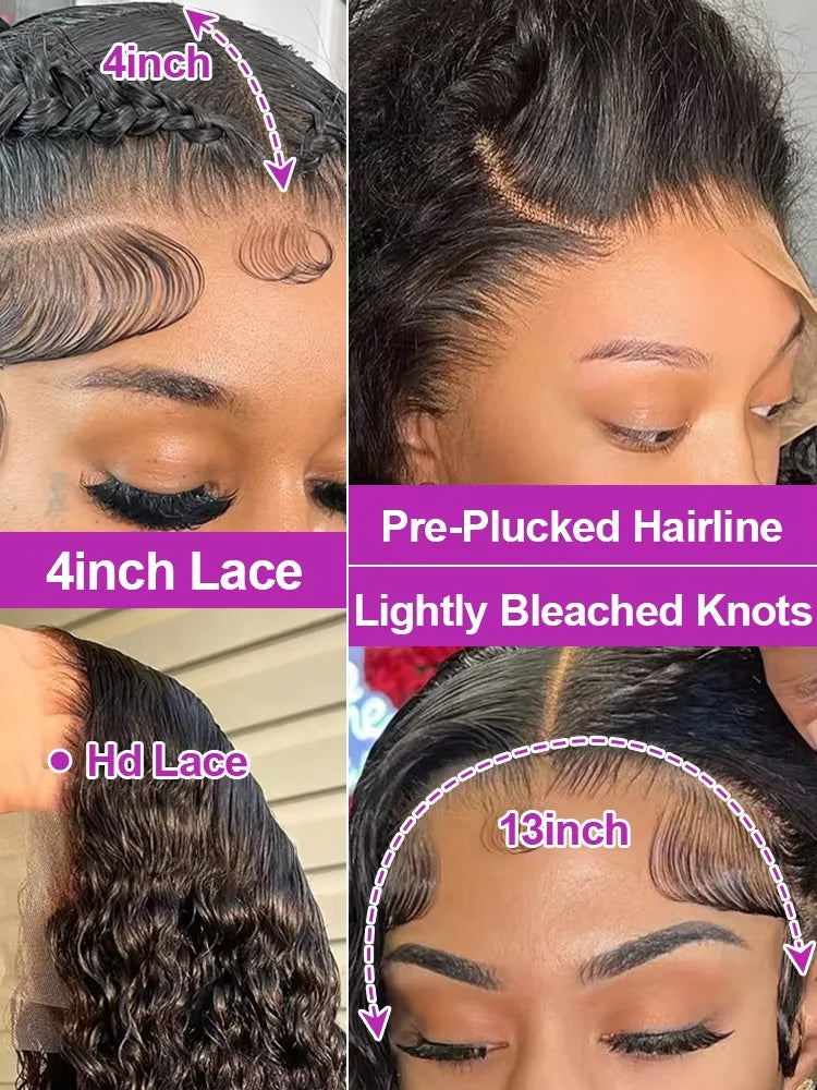 Birmskie Surowe Włosy, Gęstość 250%, 30 cali, Peruka z Ludzkich Włosów z Koronkowym Przodem HD 13x6, Głębokie Fale, Peruka z Frontem 13x4, Kręcone, Bezklejowa Peruka z Zapięciem dla Kobiet