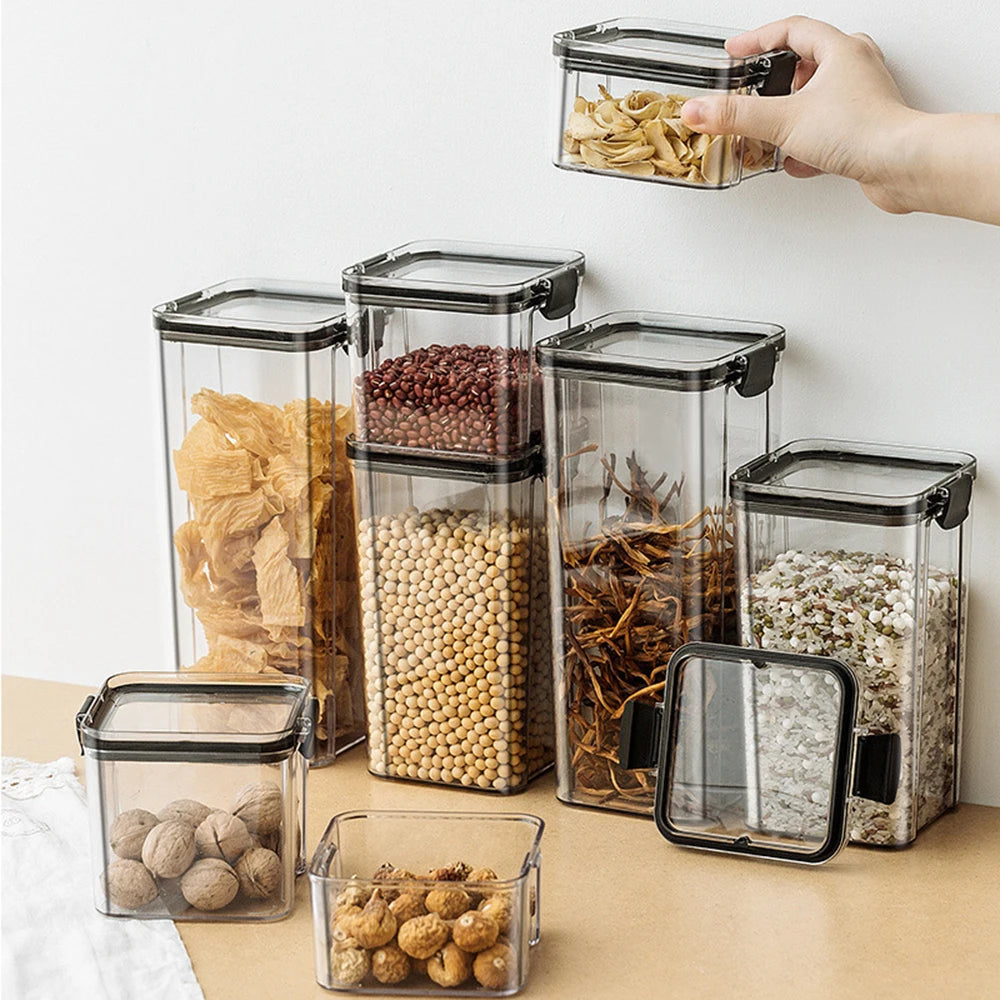 Kitchen Sealed Jars Large Capacity Grain Organizer Plastic Sealed Tank Moisture-proof Kitchen Storage Box Seasoning Jars Set New