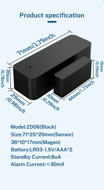 Tuya Zigbee WiFi Door Window Sensor Magnetic Security Smart Life Alexa Google Home Yandex