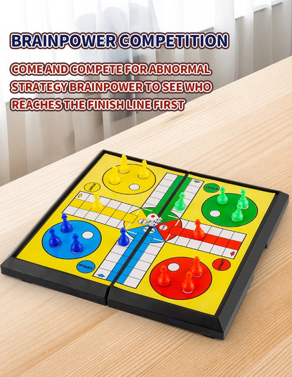 International Ludo Board Game for Kids: Portable Folding Chess Set, Educational Toy, Party Table Game for Elementary Students