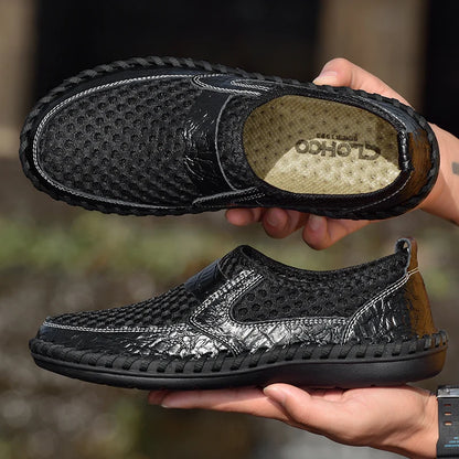 CLOHOO Hand-Sewn Casual Mesh Men's Shoes Comfortable Breathable Upper Fabric Durable Stitching Lightweight Footwear
