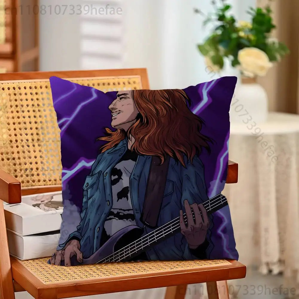 M-Metallica Band Pillow Cases for Bedroom Living Room Sofa Home Decor Polyester Cushion Cover with Zipper