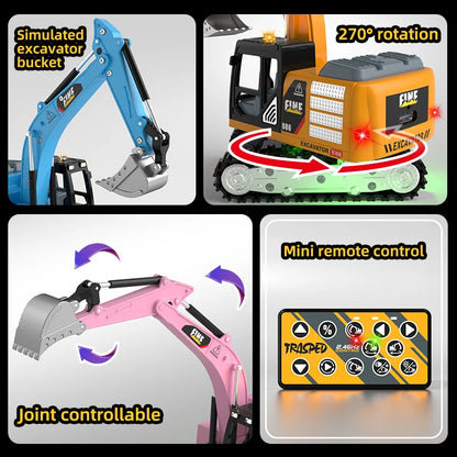 2026New Full-Scale Mini Excavator Tipper Truck 1:64 Remote Control Engineering Vehicle Mini Forklift Birthday Gift Toy RC Trucks
