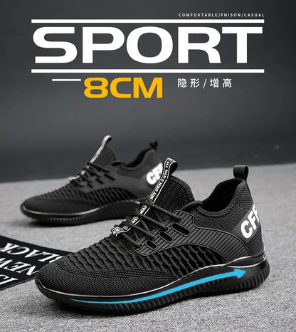 Men Breathable Height Increase Shoes  Lightweight Sneakers Invisible Height Increase Shoes 8cm Breathable Mesh Sneakers10cm