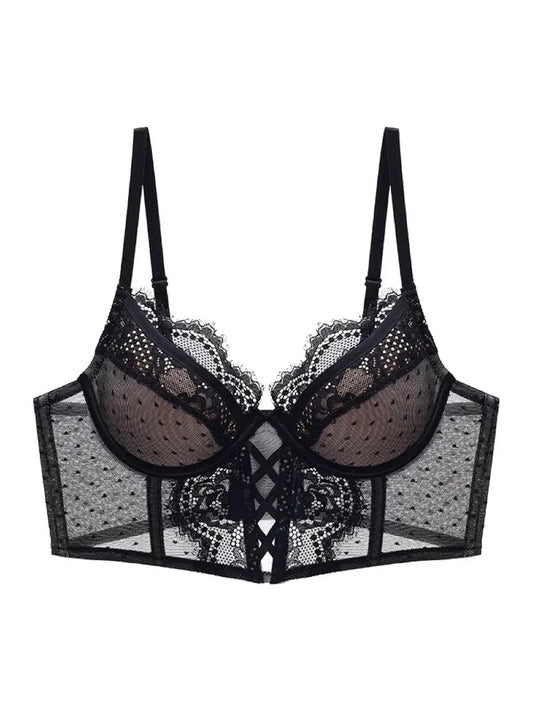 Luxury Fishbone Lace Bra Set for Small Chest | Anti-Sag Soft Underwire Push Up | Tuck Side Fat Enhancer | Sexy Tushy G & Panty