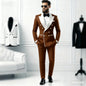 2-Piece Men's Casual Smolking Set with White Lapel Blazer And Black Pants Wedding Groomsmen Suit for Ceremony And Festa