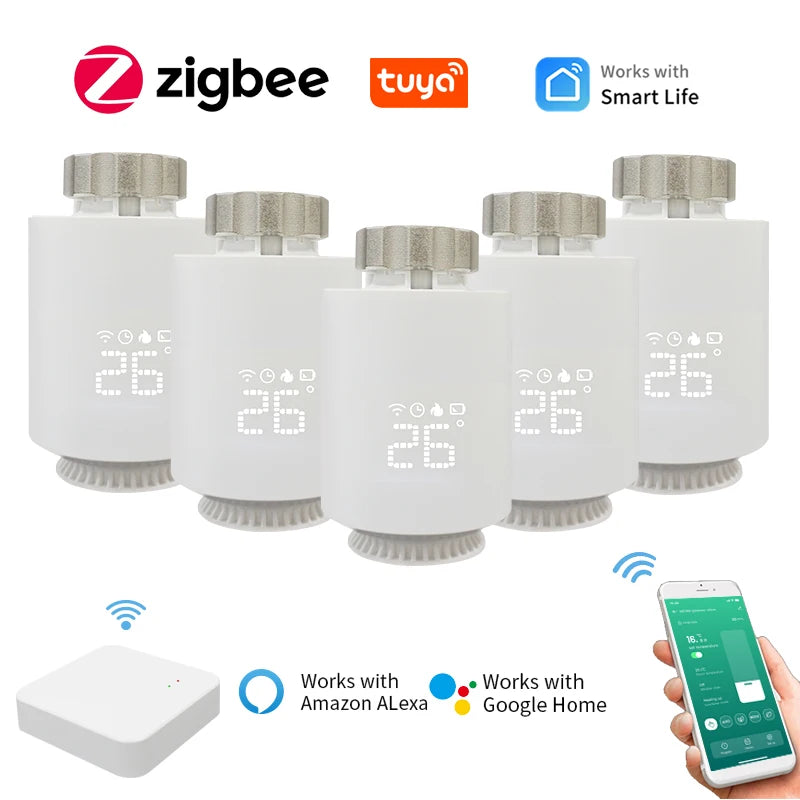 Tuya Zigbee Thermostatic Valve Radiator Zigbee Thermostat Smart Thermostatic Radiator Valve Head Temperature Controller Alexa