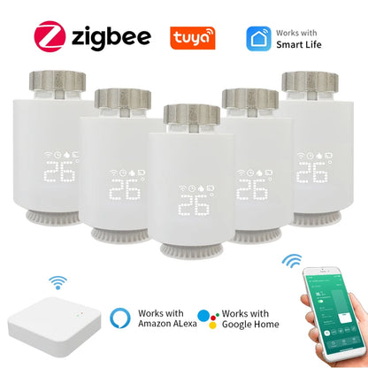 Tuya Zigbee Thermostatic Valve Radiator Zigbee Thermostat Smart Thermostatic Radiator Valve Head Temperature Controller Alexa