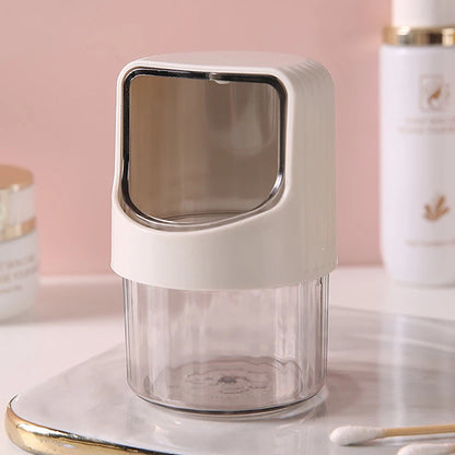 Transparent Cotton Swab Storage Box Rotating With Lid Dustproof Desktop Plastic Toothpick Organizer Jar
