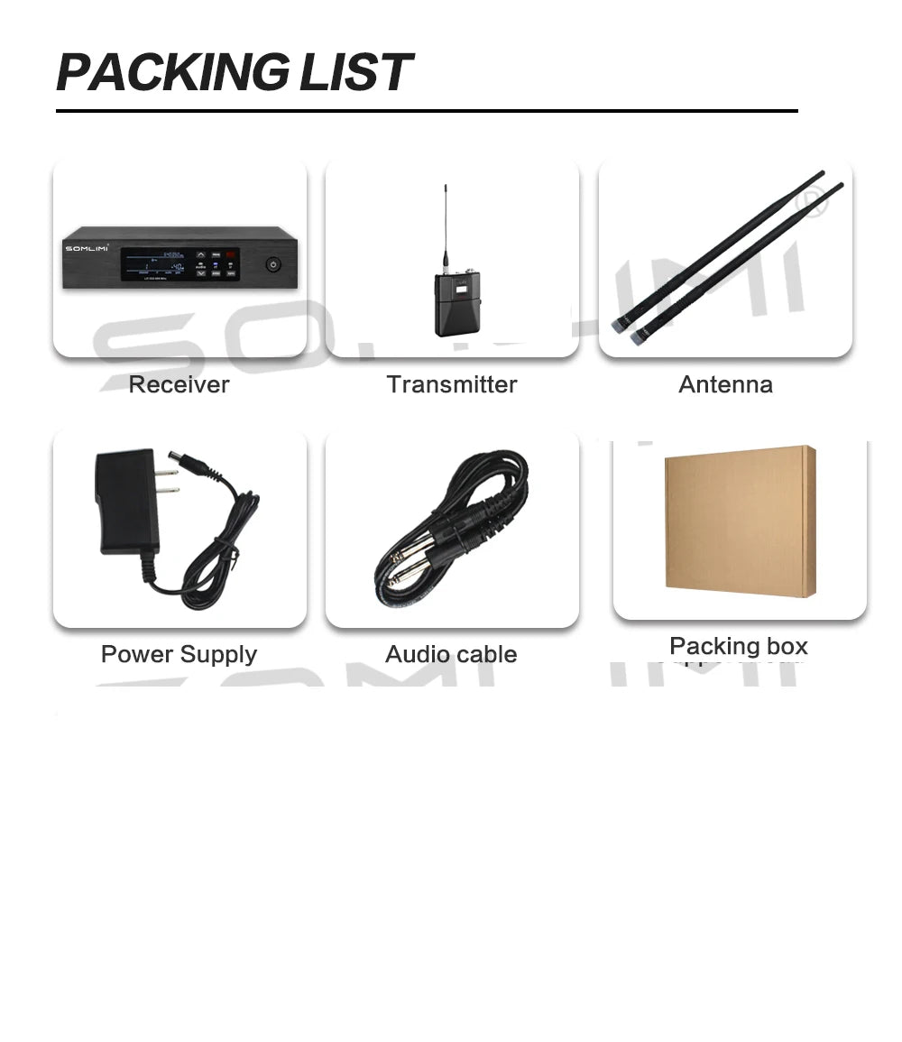 SOMLIMI QLXD1 Headset Mic Stage Performancce Hip Hop True Diversity Professional Wireless Microphone Bodypack Transmitter