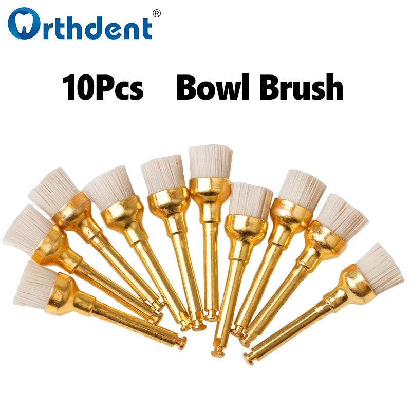 10Pcs Dental Polishing Brush Flat Sharp Bowl Type Aluminum Polisher RA 2.35mm Fit for Contra Angle Handpiece Dentistry Lab Tool