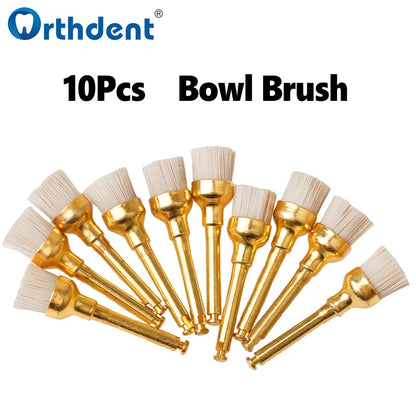 10Pcs Dental Polishing Brush Flat Sharp Bowl Type Aluminum Polisher RA 2.35mm Fit for Contra Angle Handpiece Dentistry Lab Tool