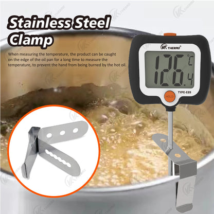 Digital Candy Thermometer with Stainless Steel Probe & Clamp for Sugar Cooking, Syrup Making, Deep Frying – Accurate ±1°F