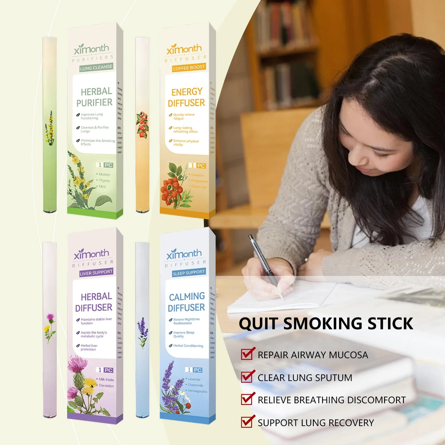 Herbal Diffuser Lung Cleanse Detox Stick Menthol Refreshing Mind Enhance Breathing Aromatherapy Relaxing Body Improve Sleep Aid