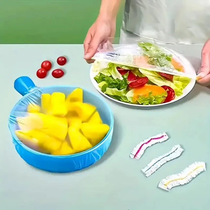 100Pcs Colorful Disposable Food Cover Lid Elastic Wrap Fresh Film Bag Cling Cover Bowl Cover, Kitchen Storage Bag