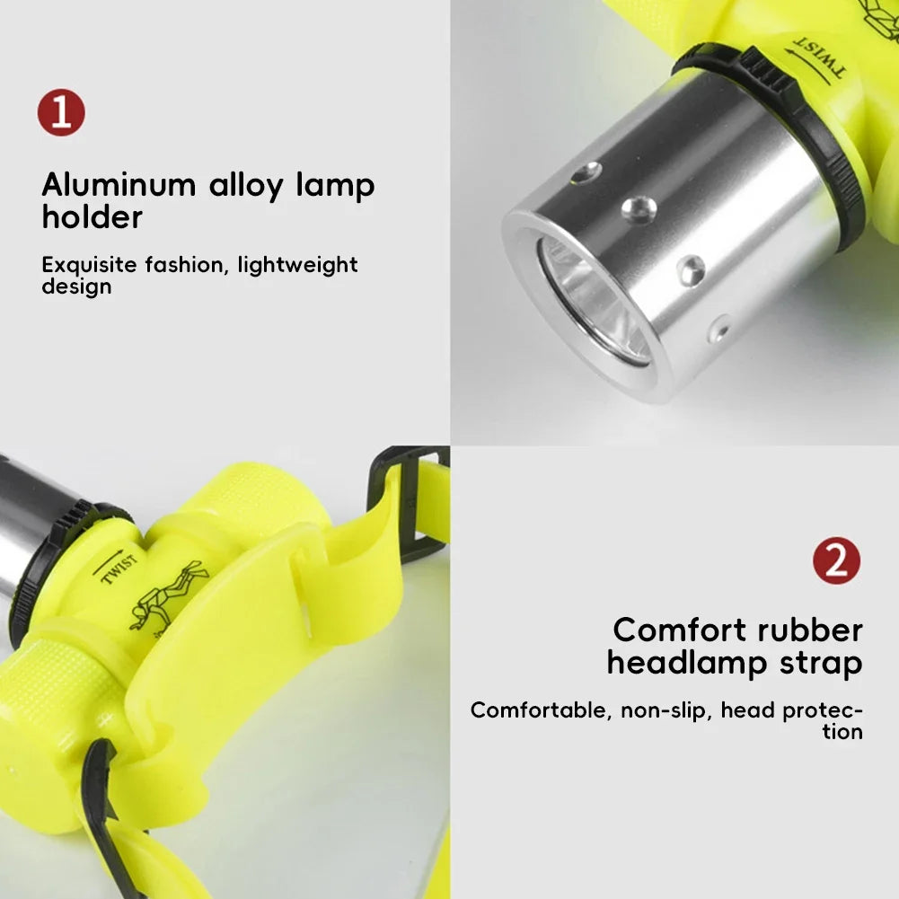 Diving LED Headlamp T6 LED Underwater Diving Headlight Outdoor Camping Fishing Dive Flashlight Head Light Torch Waterproof