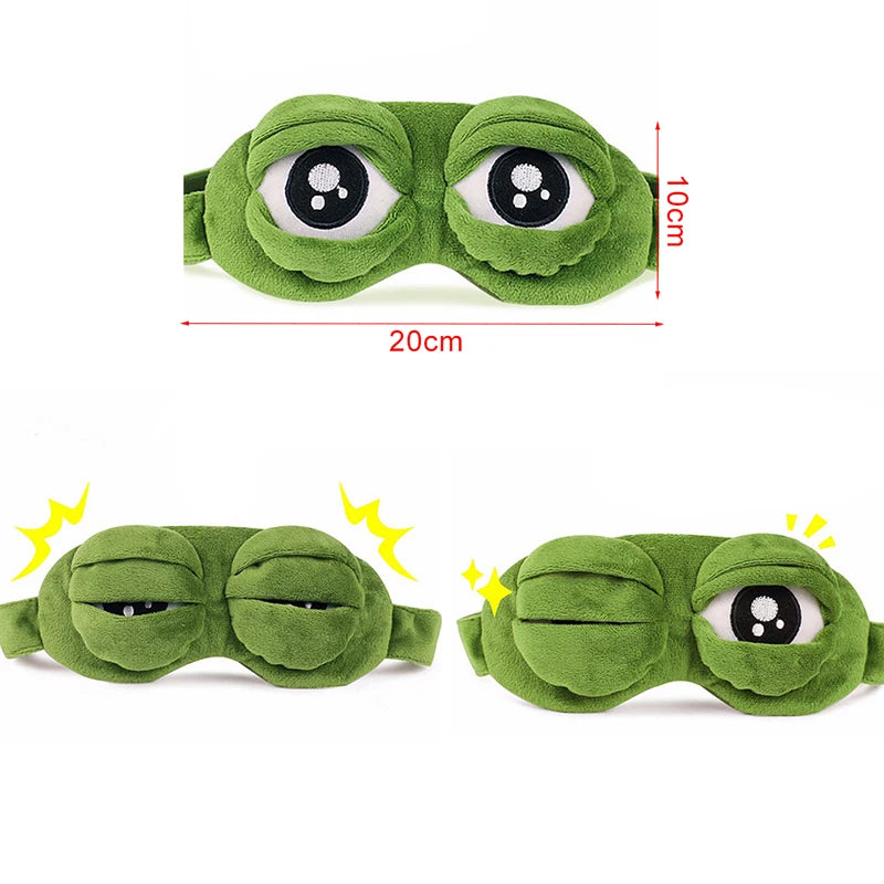 1PC Green 3D FROG Sleeping Mask Eyeshade Plush Eye Cover Travel Cartoon Eyeshade for Eye Travel Relax Sleeping Gift