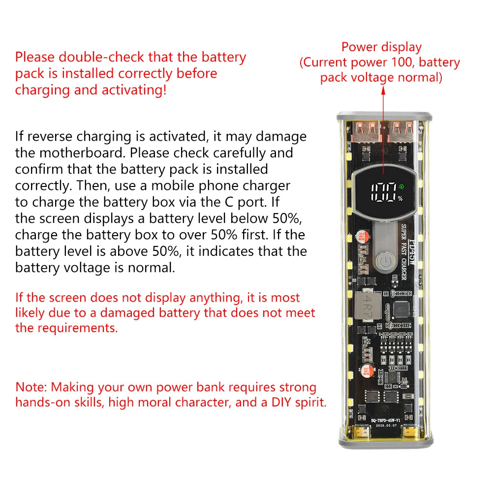 8Slots 18650/21700 Power Bank Case DIY Kit Mecha Transparent Quick Charge Flash Charger Battery Case Kit Power Bank Box Type C