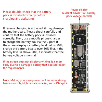 8Slots 18650/21700 Power Bank Case DIY Kit Mecha Transparent Quick Charge Flash Charger Battery Case Kit Power Bank Box Type C