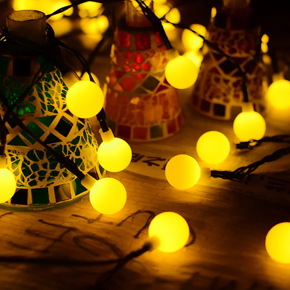 Solar String Lights Outdoor 200 LED Crystal Globe Lights Waterproof Solar Festoon Fairy Light for Garden Christmas Party Decor