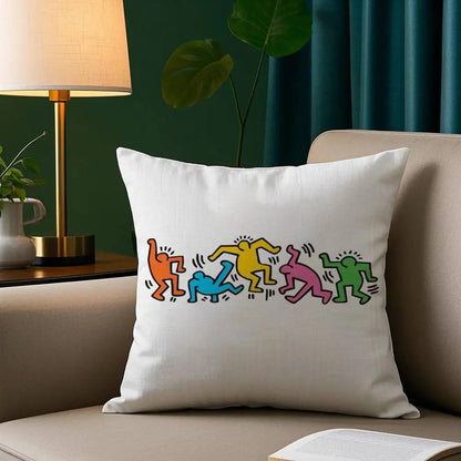 Funny K-Keith H-Harings Art Pillow Case Short Plush Print Cushion Cover Square Throw Pillow Covers Sofa Home Decor