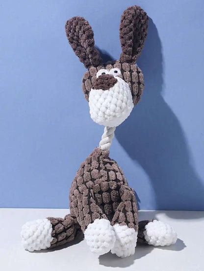 Plush Knotted Pet Chew Toy With Squeaker For Dogs And Cats Soft Durable Interactive Stuffed Animal