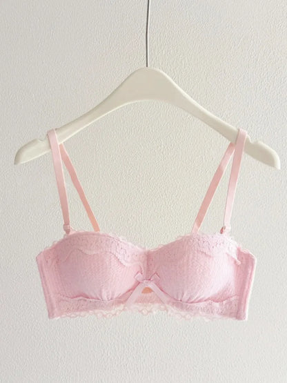 YEMOMO Lace Sexy Bra Set Padded Push Up Small Bust Lift Shaping Half Cup Concealed Bottom Intimate Underwear Set for Women  S-XL