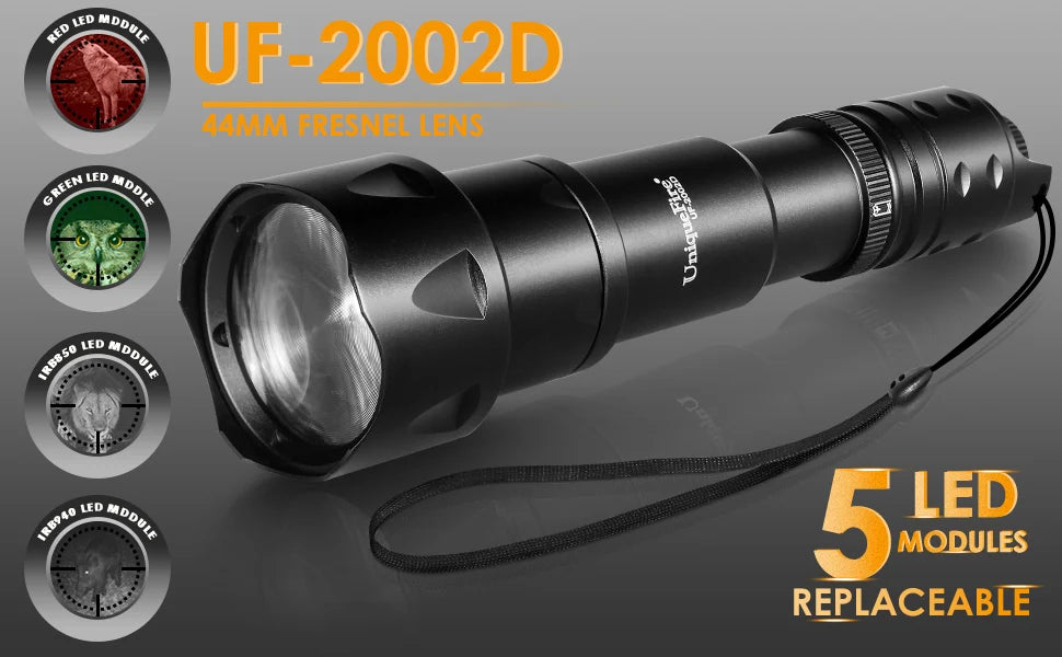 UniqueFire 2002D Vcsel 940NM 850NM LED Hunt Flashlight T20 Pro Zoom Fresnel Lens illuminator Night Vision Torch Lamp Max.1000M